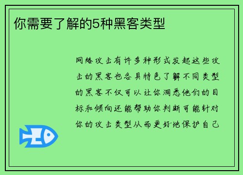 你需要了解的5种黑客类型 